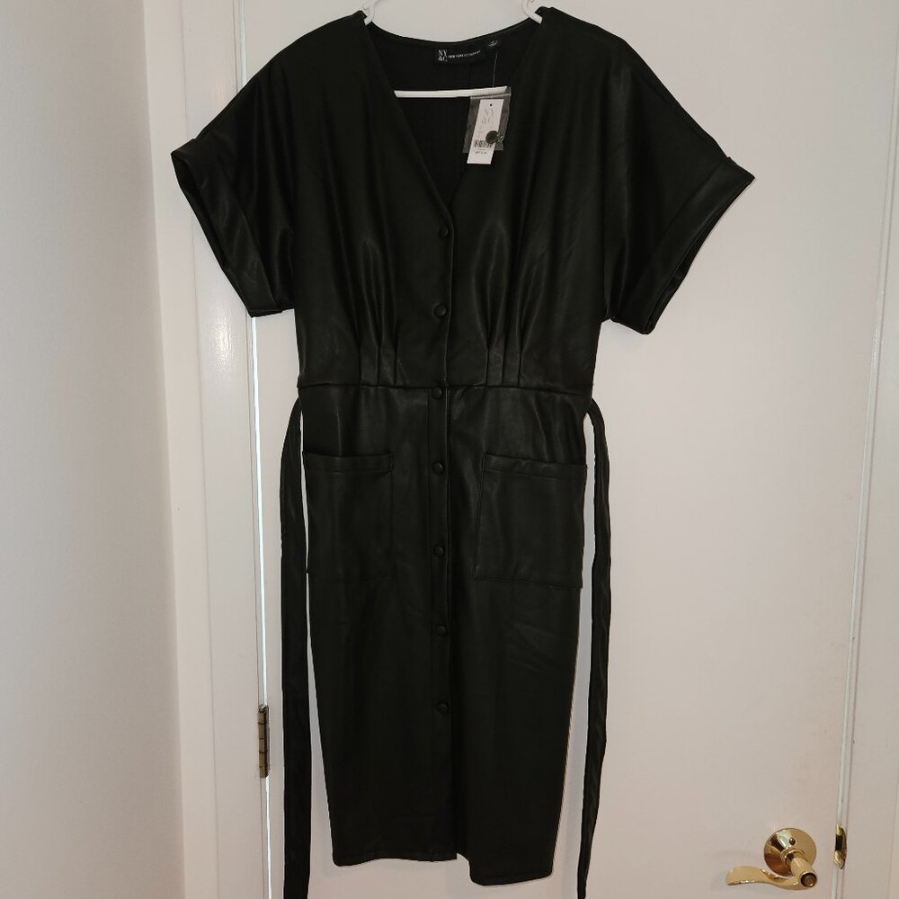 Black faux leather dress